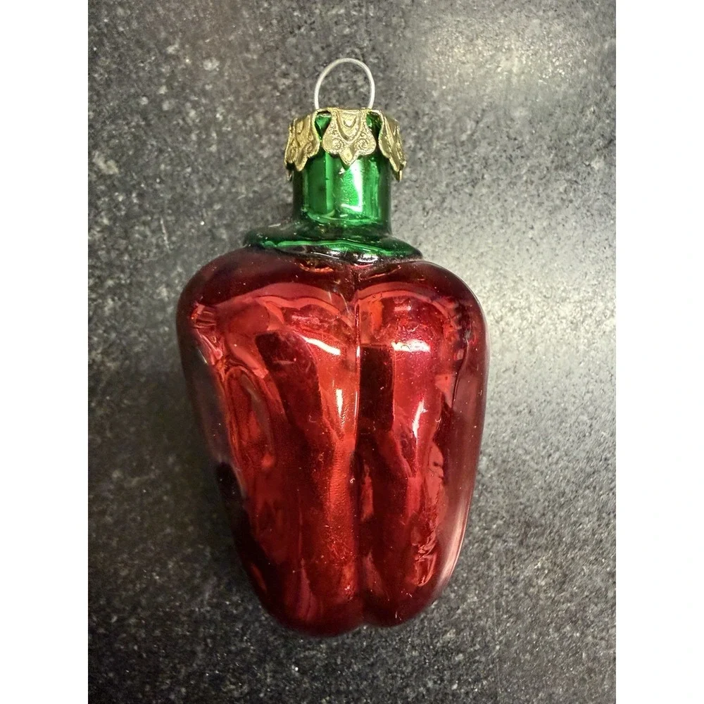 Vintage Blown Glass Vegetable Christmas Ornaments Set of 3 Carrot Pepper Corn 4